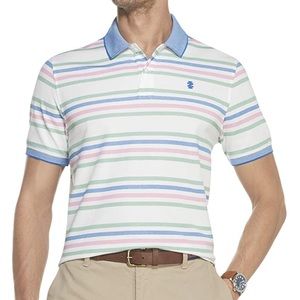 Izod advanced performance striped polo large mens